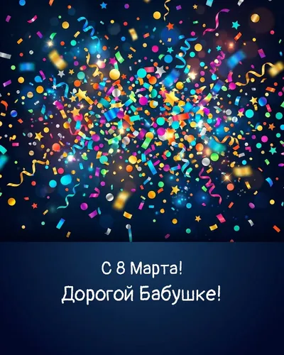 открытка с 8 марта! дорогой бабушке! — bright confetti 13